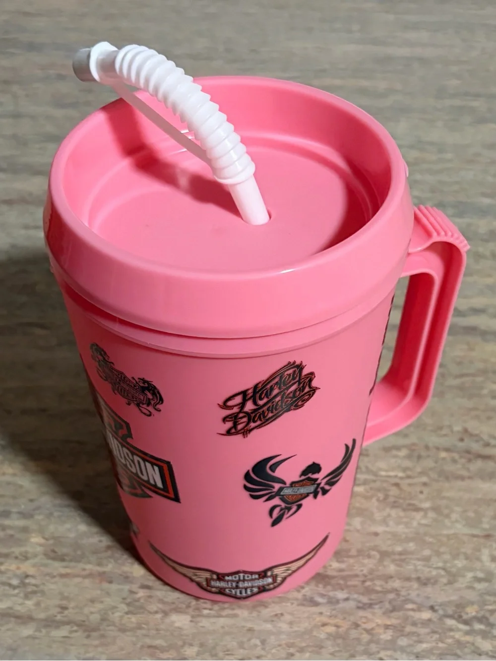 NWOT Harley-Davidson Pink 34-OZ Travel Cup with White Straw